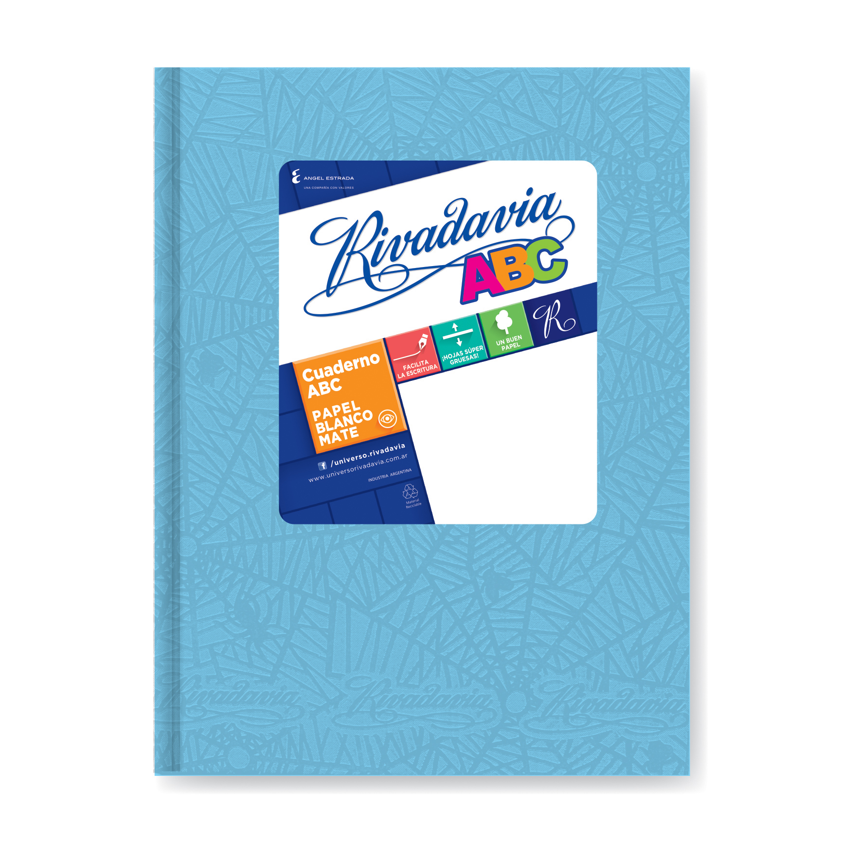  CUADERNO RIVADAVIA 19X23 ABC TAPA CARTON  ARAÑA CELESTE 50 HOJAS RAYADO