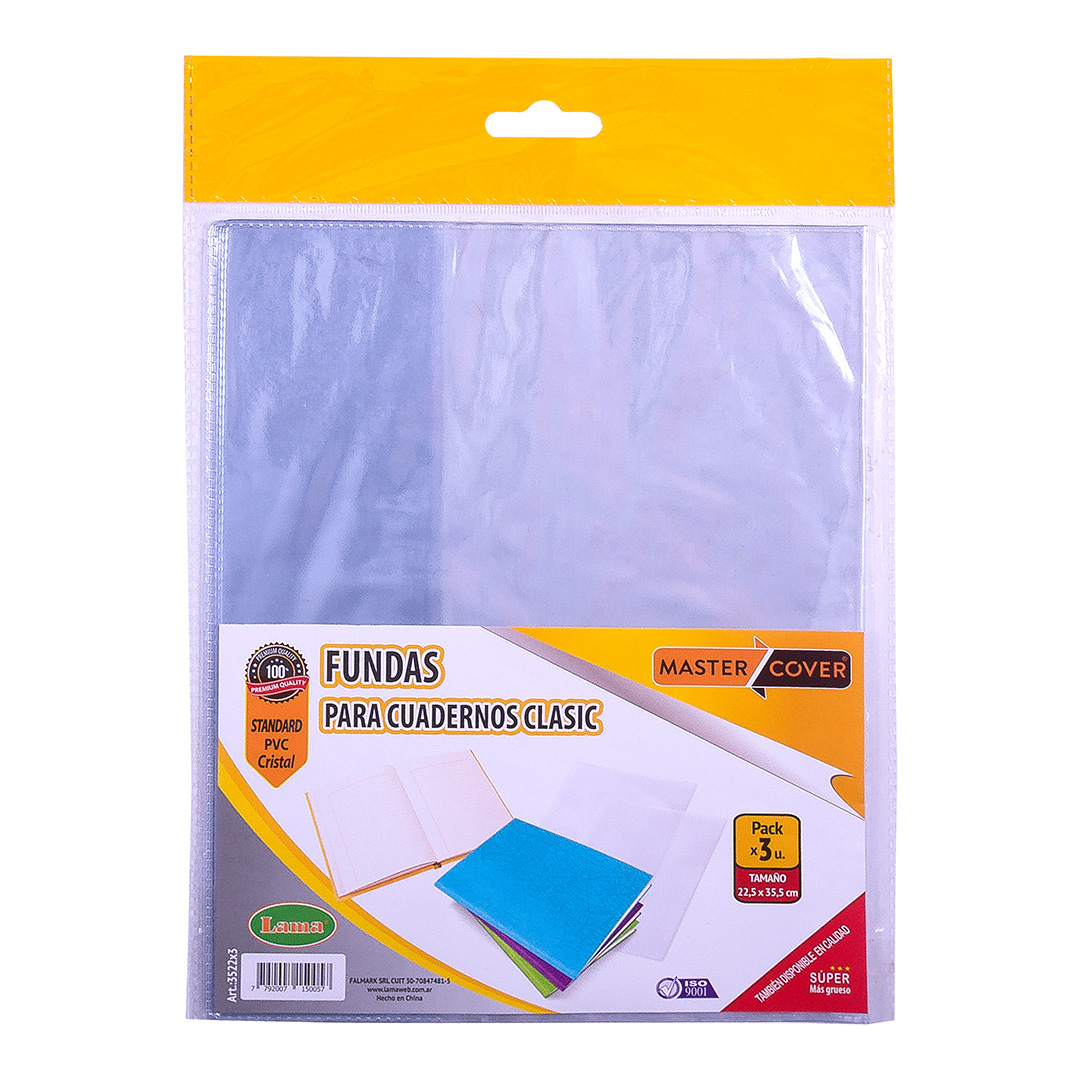  FUNDA CUADERNO LAMA PVC STANDARD BLISTER  X3 PACK X 20 BLISTERS