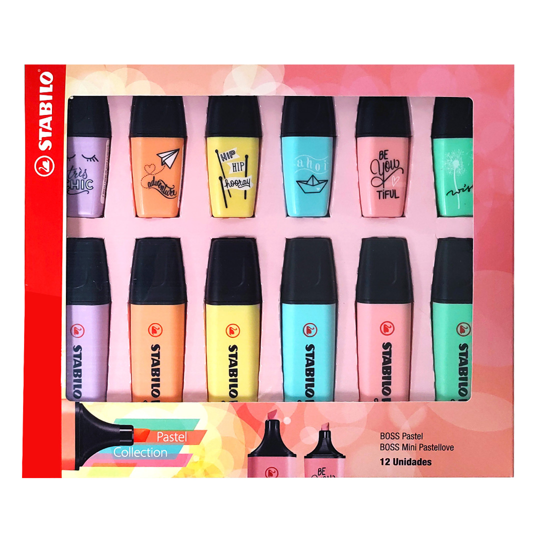  RESALTADOR CHATO STABILO BOSS PASTEL COLECCION X12 - 6 BOSS + 6 MINI