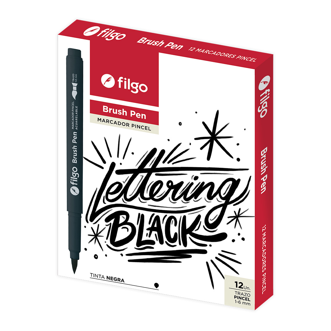  MARCADOR PUNTA PINCEL FILGO NEGRO X12