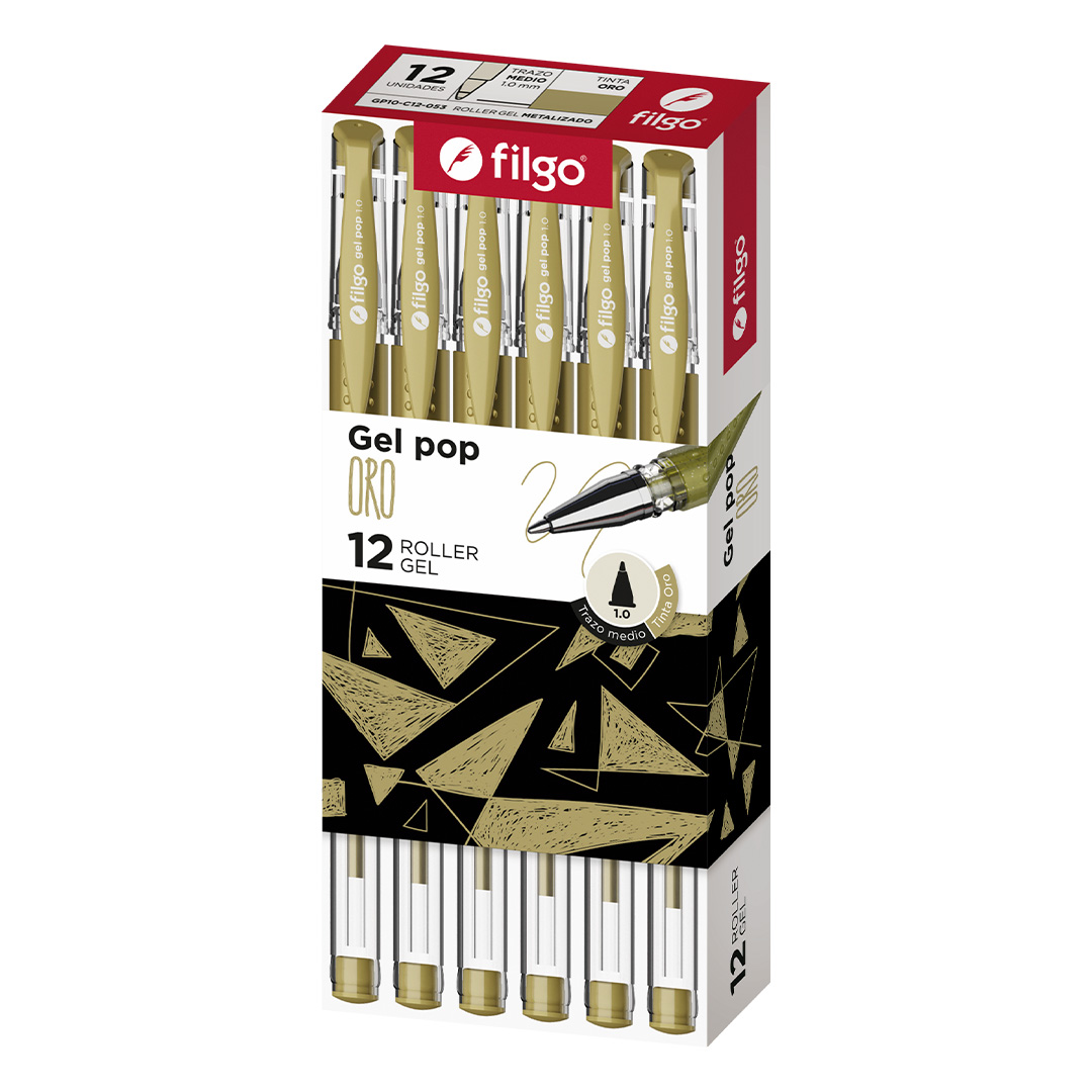  ROLLER GEL FILGO POP X12 METALIZADO ORO