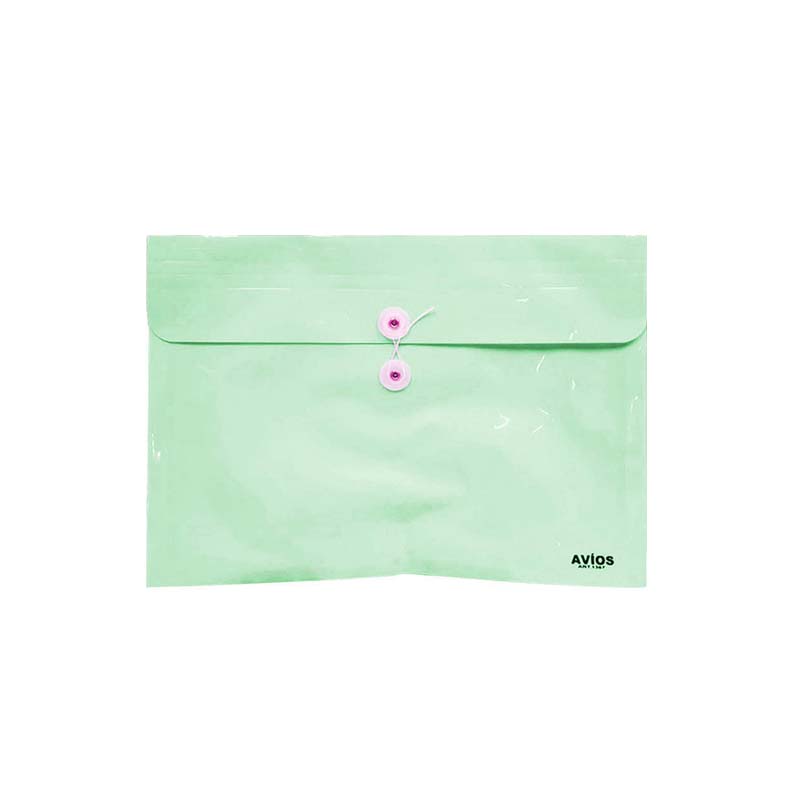  SOBRE PVC AVIOS CON HILO A4 PASTEL VERDE  X12