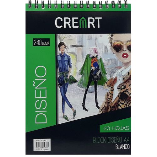  BLOCK DE DIBUJO CREART ESPIRALADO 240GR A4 X20 HOJAS