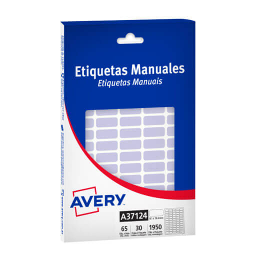  ETIQUETA AVERY MANUAL LILA PASTEL 37124 8X19 MM X30 HOJAS