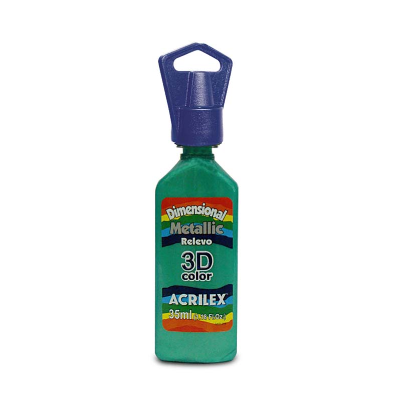  DIMENSIONAL RELIEVE 3D METALLIC ACRILEX 35ML VERDE HOJA