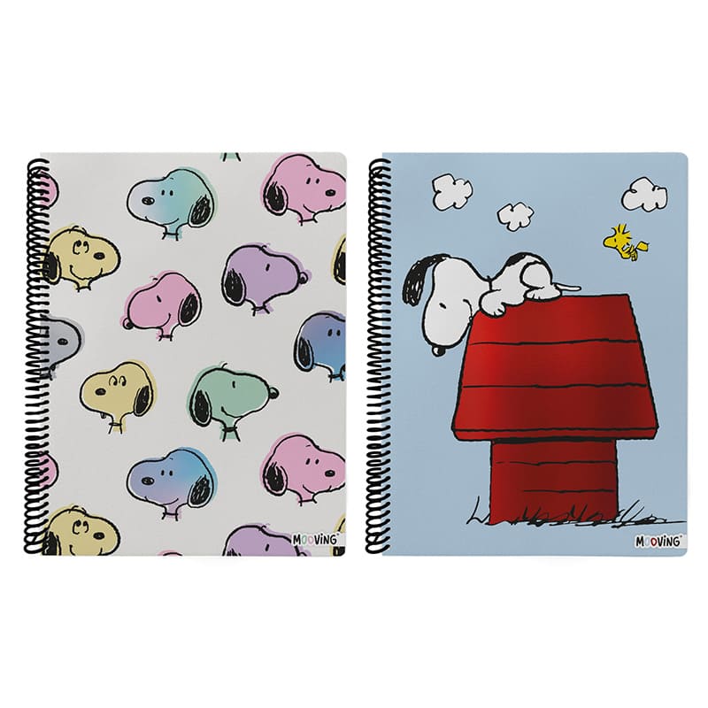 CUADERNO MOOVING 29/7 SNOOPY TAPA SEMI;
RIGIDA 80H RAYADO