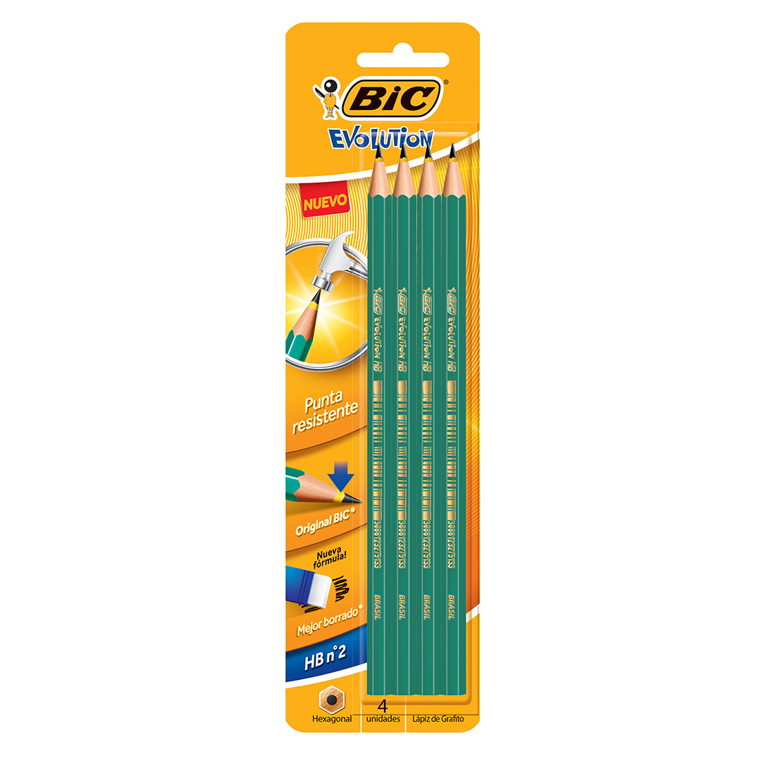  LAPIZ GRAFITO BIC EVOLUTION HB BLISTER;
X4