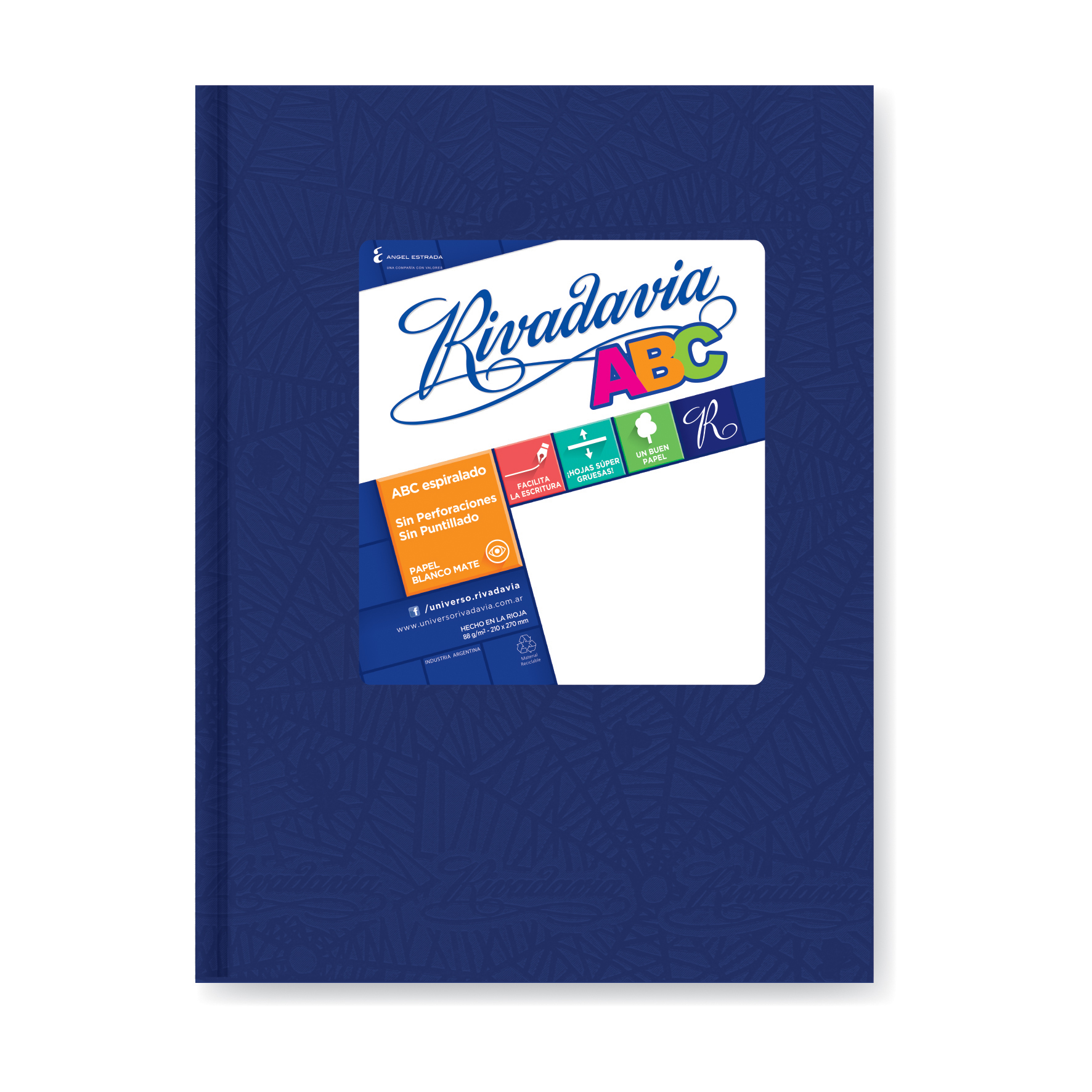  CUADERNO RIVADAVIA 19X23 ABC TAPA CARTON  ARAÑA AZUL 50 HOJAS RAYADO