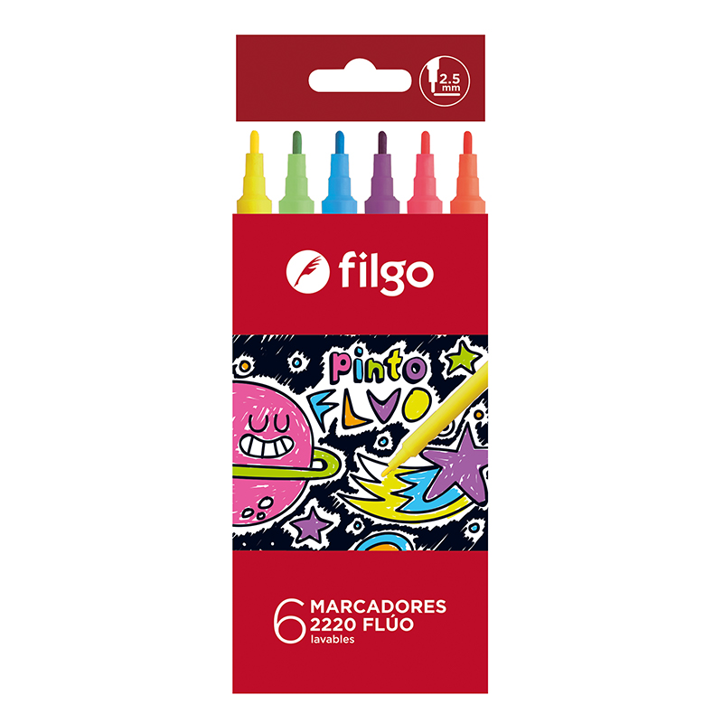  MARCADOR ESCOLAR FILGO PINTO 2220 X6  FLUO