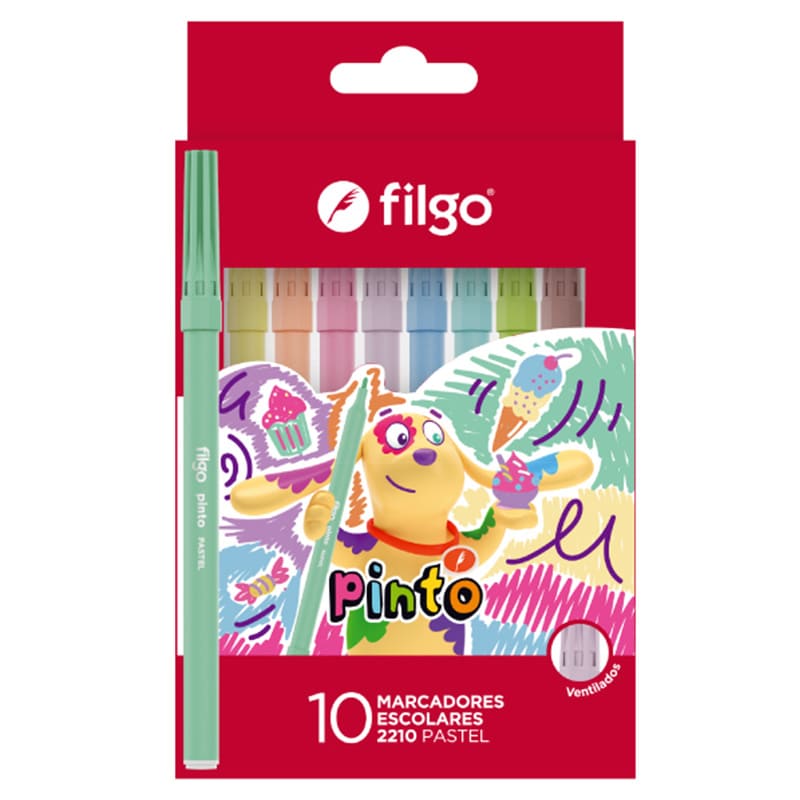  MARCADOR ESCOLAR FILGO PINTO 2210  PASTEL X10