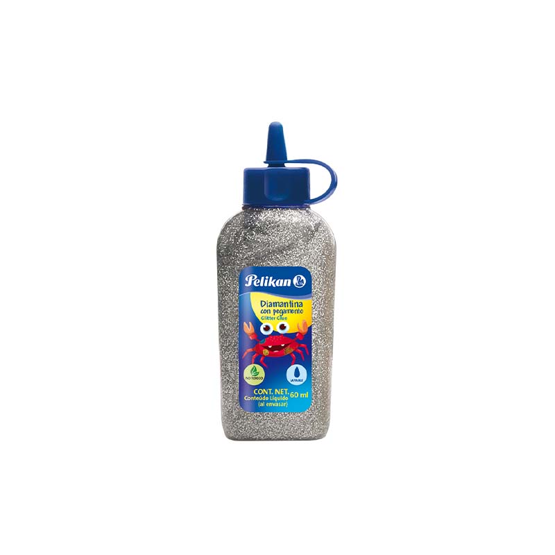  ADHESIVO GLITTER PELIKAN 60ML PLATA CAJA  X6