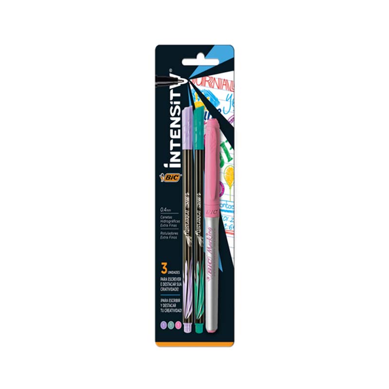  KIT BIC INTENSITY X2 + MARCADOR  PERMANENTE X1 PASTEL