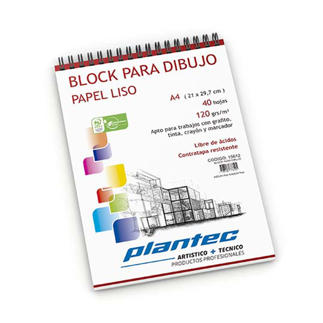  BLOCK DIBUJO PLANTEC ESPIRAL 120GR A4X40 HOJAS
