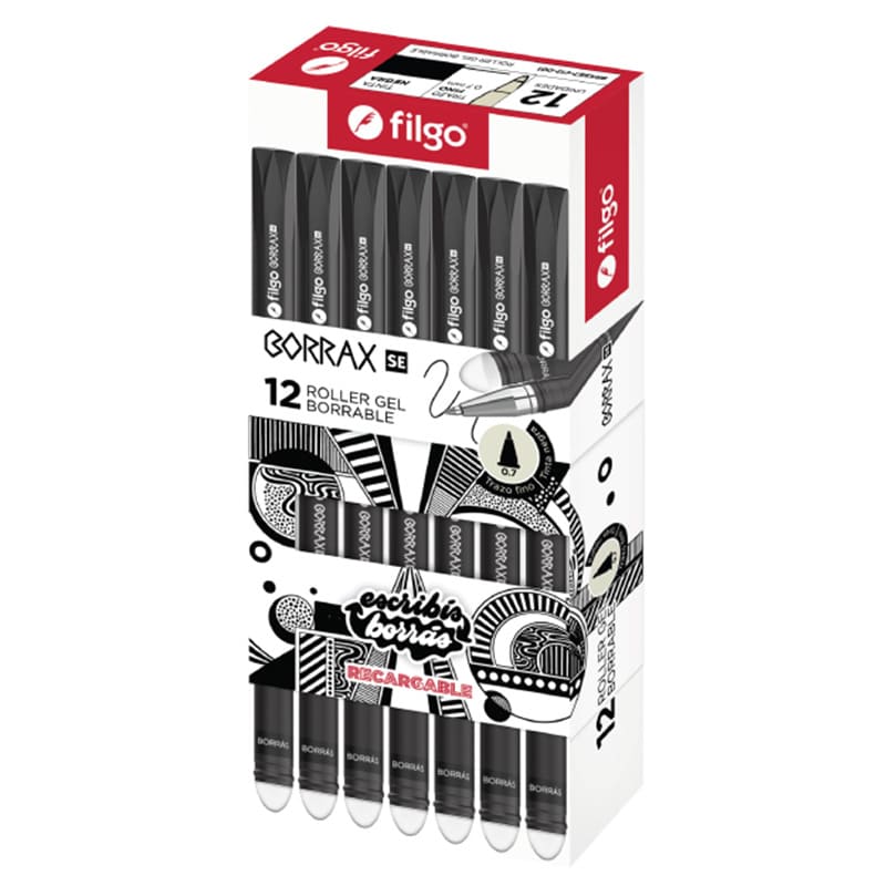  ROLLER BORRABLE FILGO BORRAX SE CLASICO NEGRO X12