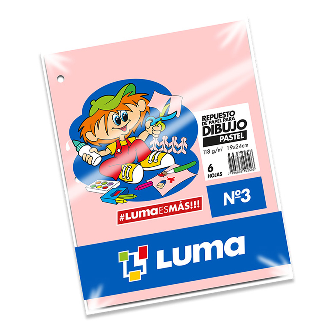  REPUESTO DIBUJO N3 LUMA X 6 HOJAS PASTEL