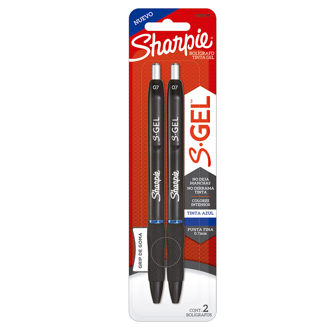  BOLIGRAFO RETRACTIL SHARPIE GEL 07MM  TINTA AZUL BLISTER X2