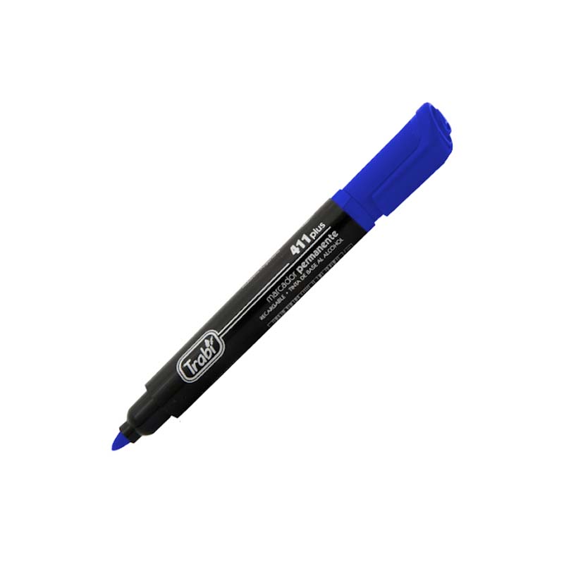  MARCADOR PERMANENTE TRABI 411 PLUS PUNTA  REDONDA X12 AZUL