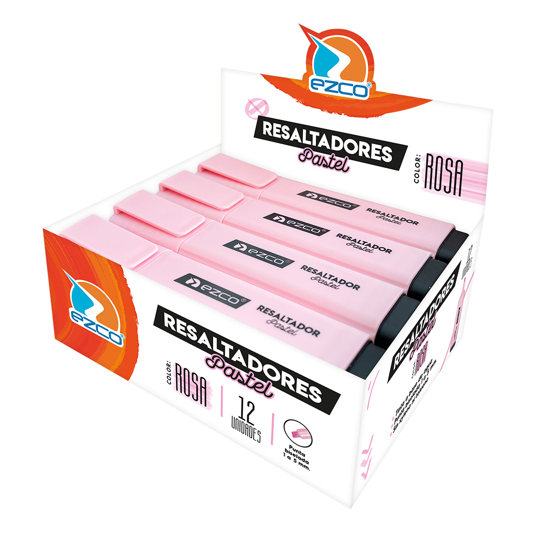  RESALTADOR CHATO EZCO X12 PASTEL ROSA