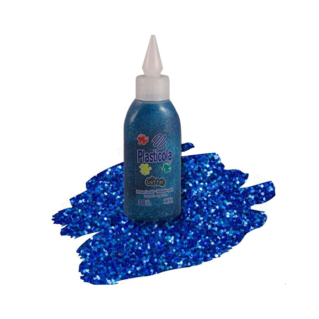  ADHESIVO GLITTER PLASTICOLA 31GR X12  TURQUESA
