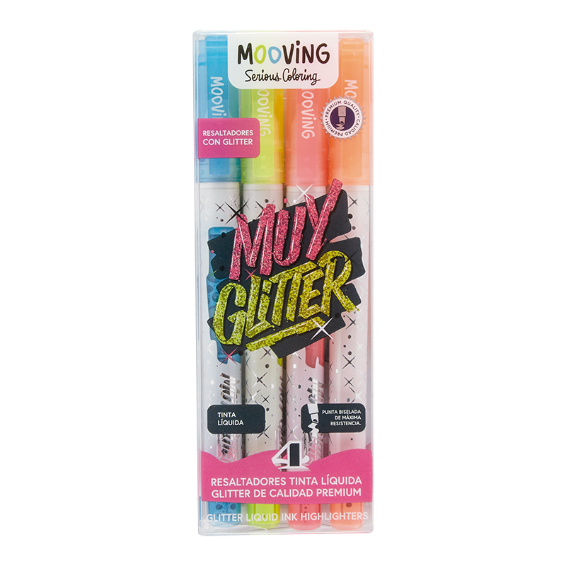  RESALTADOR REDONDO MOOVING GLITTER X4
