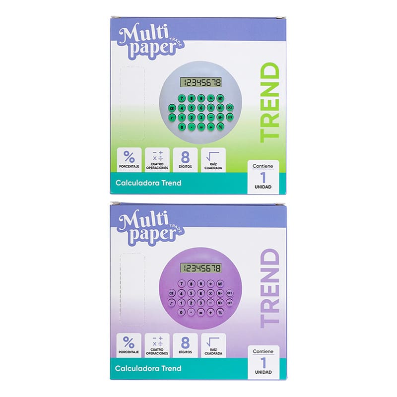  CALCULADORA MULTIPAPER ESCOLAR 8 DIGITOS  TREND