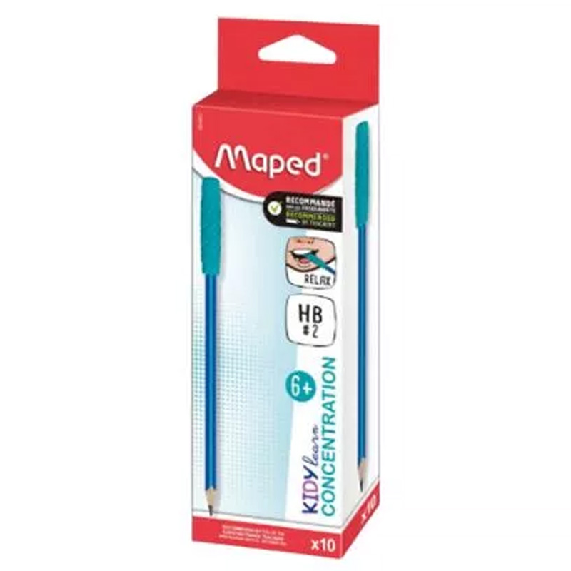  LAPIZ GRAFITO MAPED HB KIDYLEARN  CONCENTRACION + MASTICADOR X10