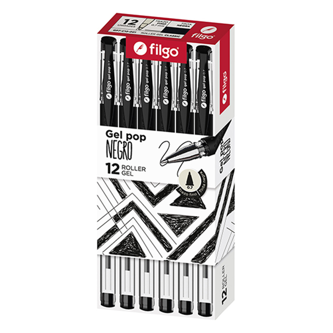  ROLLER GEL FILGO POP X12 NEGRO