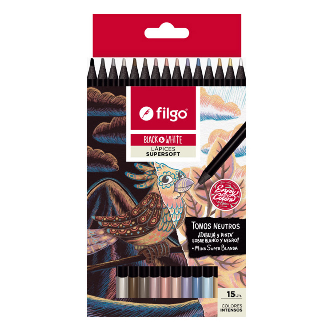  LAPIZ COLOR FILGO BLACK / WHITE NEUTRO;
X15