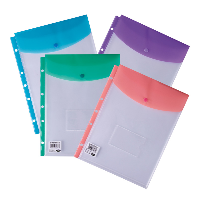  FOLIO A4 CON BOTON LAMA PP X12 COLORES;
SURTIDOS PASTEL CON PERFORACIONES