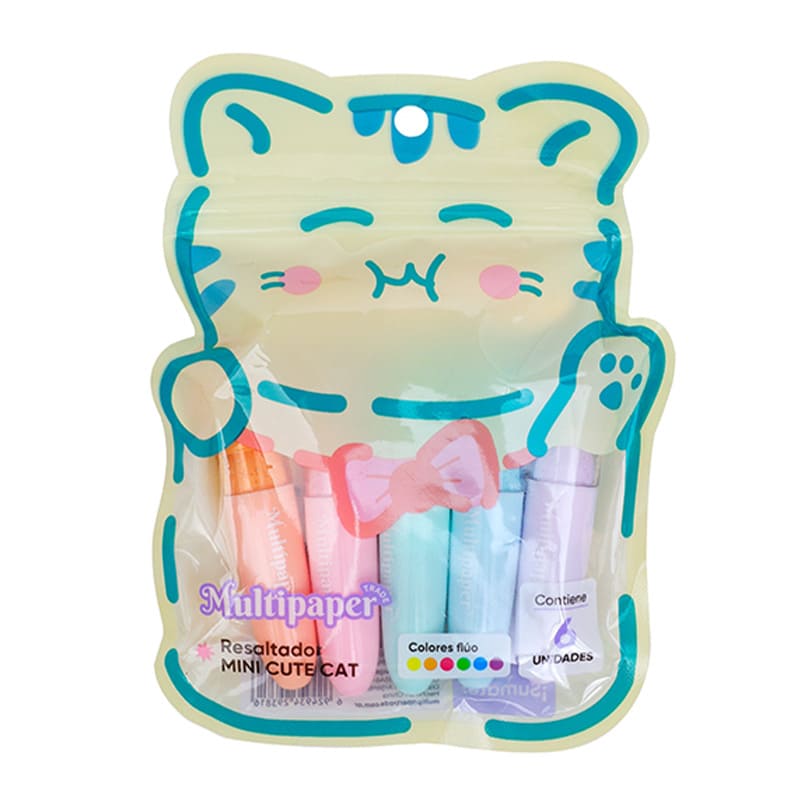  RESALTADOR MINI MULTIPAPER CUTE CAT X6;
FLUO