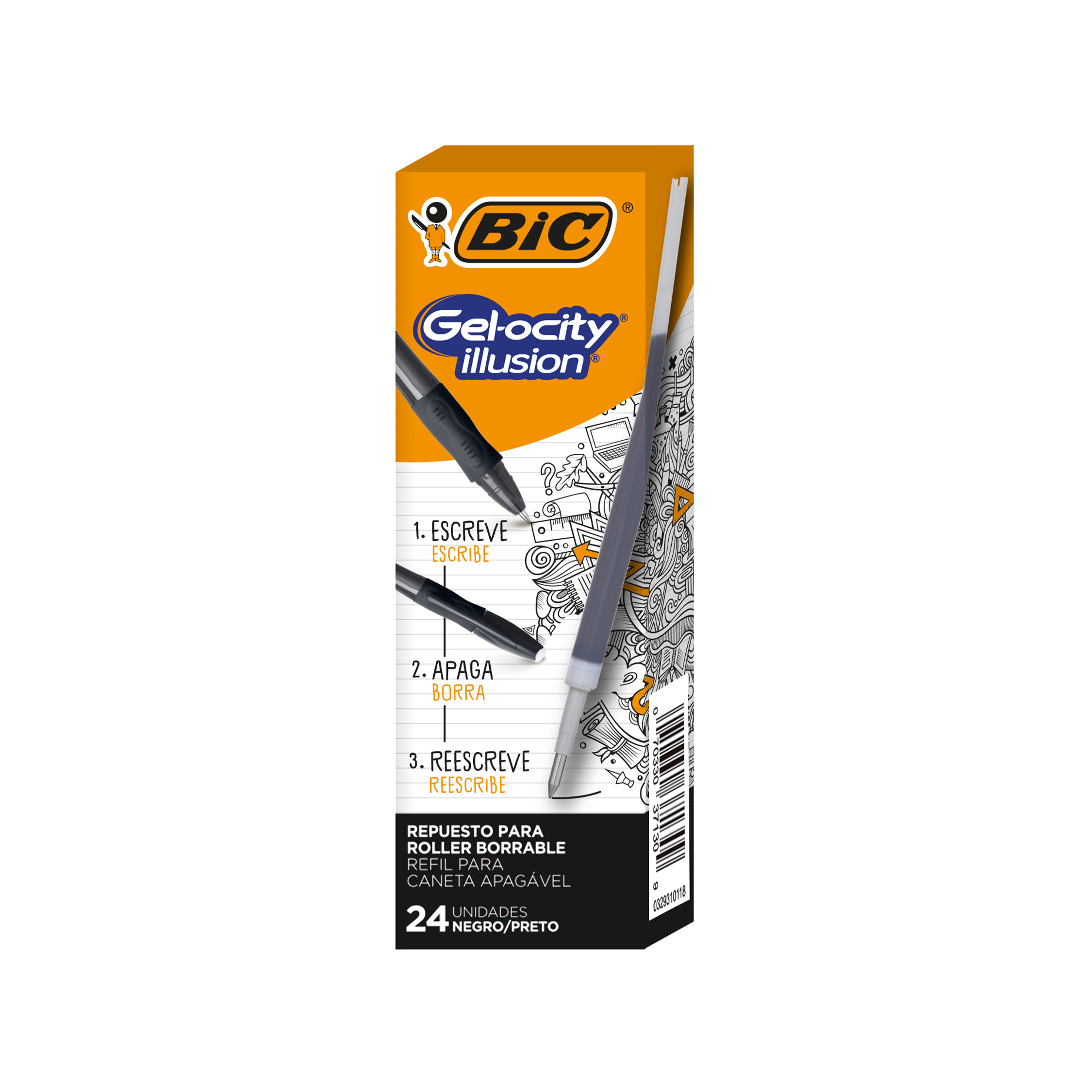  REPUESTO BORRABLE BIC ROLLER GELOCITYX24 NEGRO