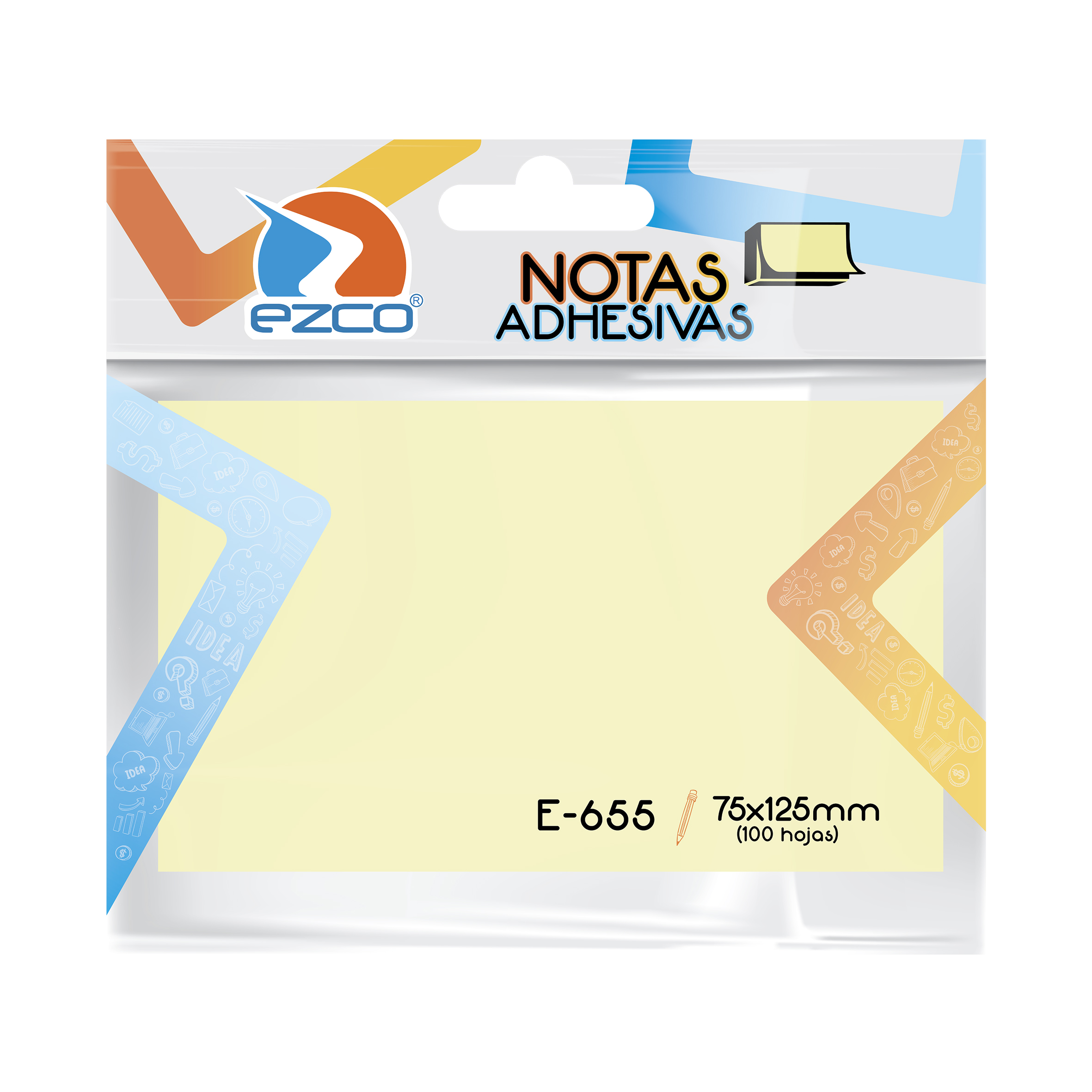  NOTA ADHESIVA EZCO E-655 AMARILLA 75X125  100 HOJAS