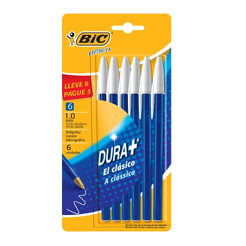  BOLIGRAFO BIC OPACO 1MM AZUL BLISTER X6