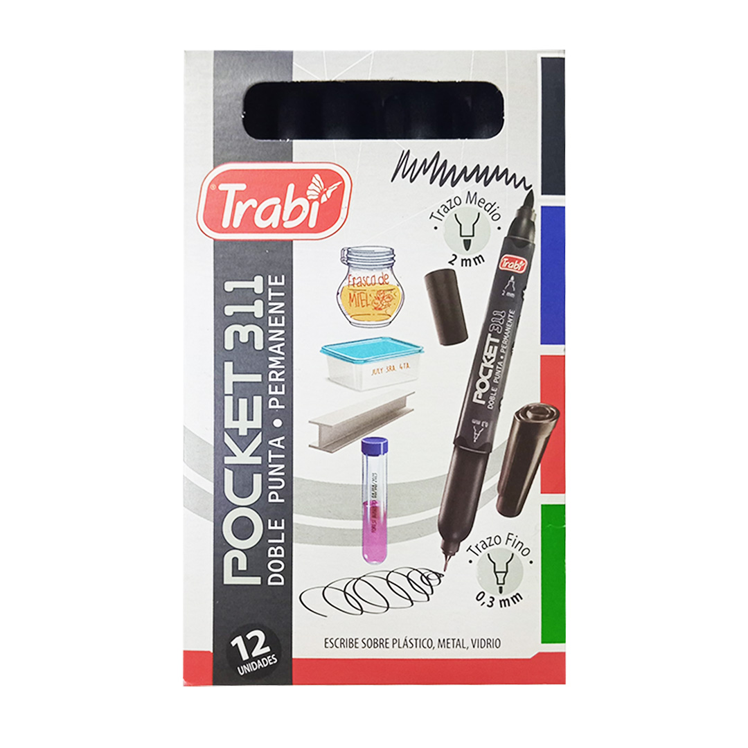  MARCADOR PERMANENTE TRABI POCKET 311 X12  NEGRO
