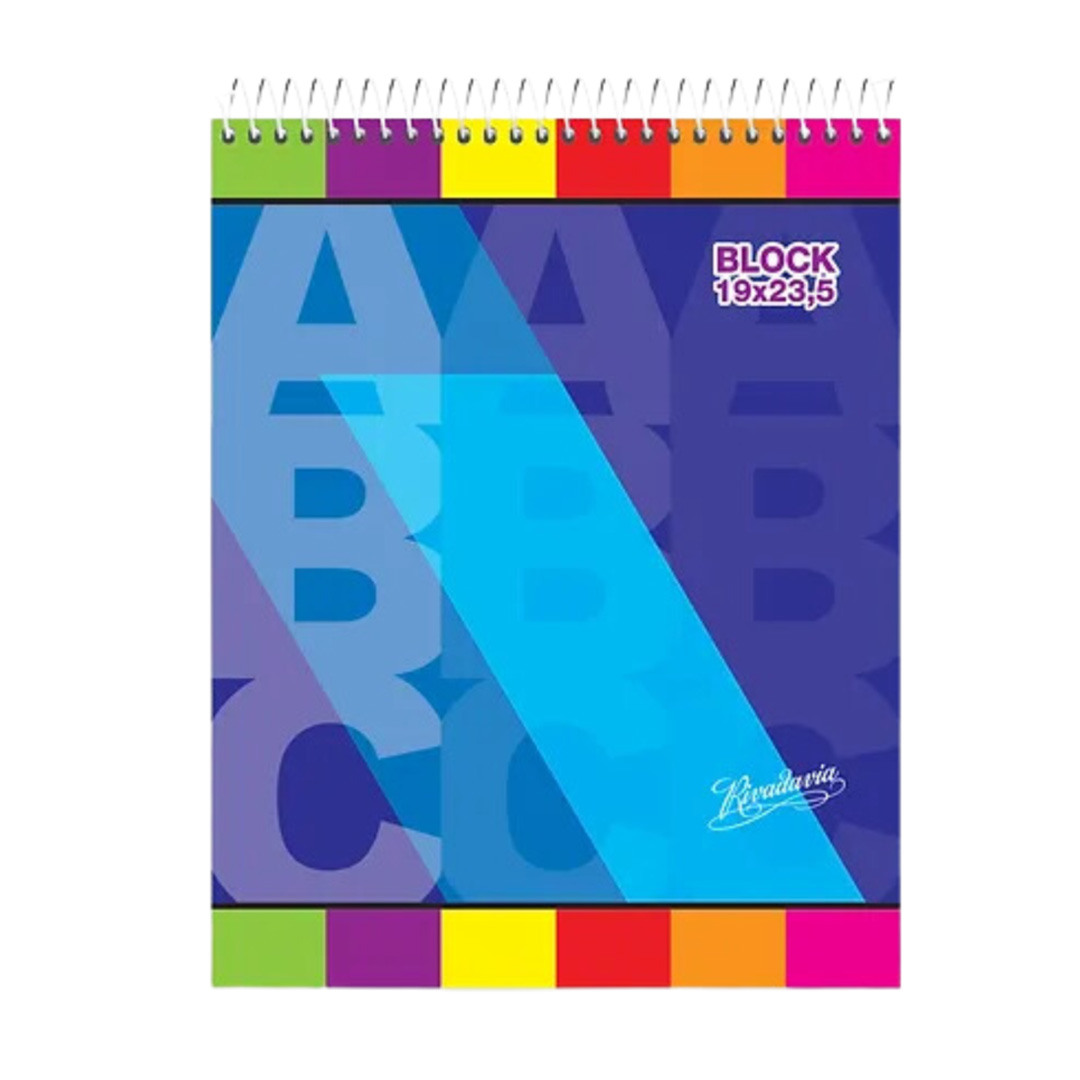  BLOCK ABC RIVADAVIA TAPA CARTON 19X23ESPIRALADO 50 HOJAS CUADRICULADO