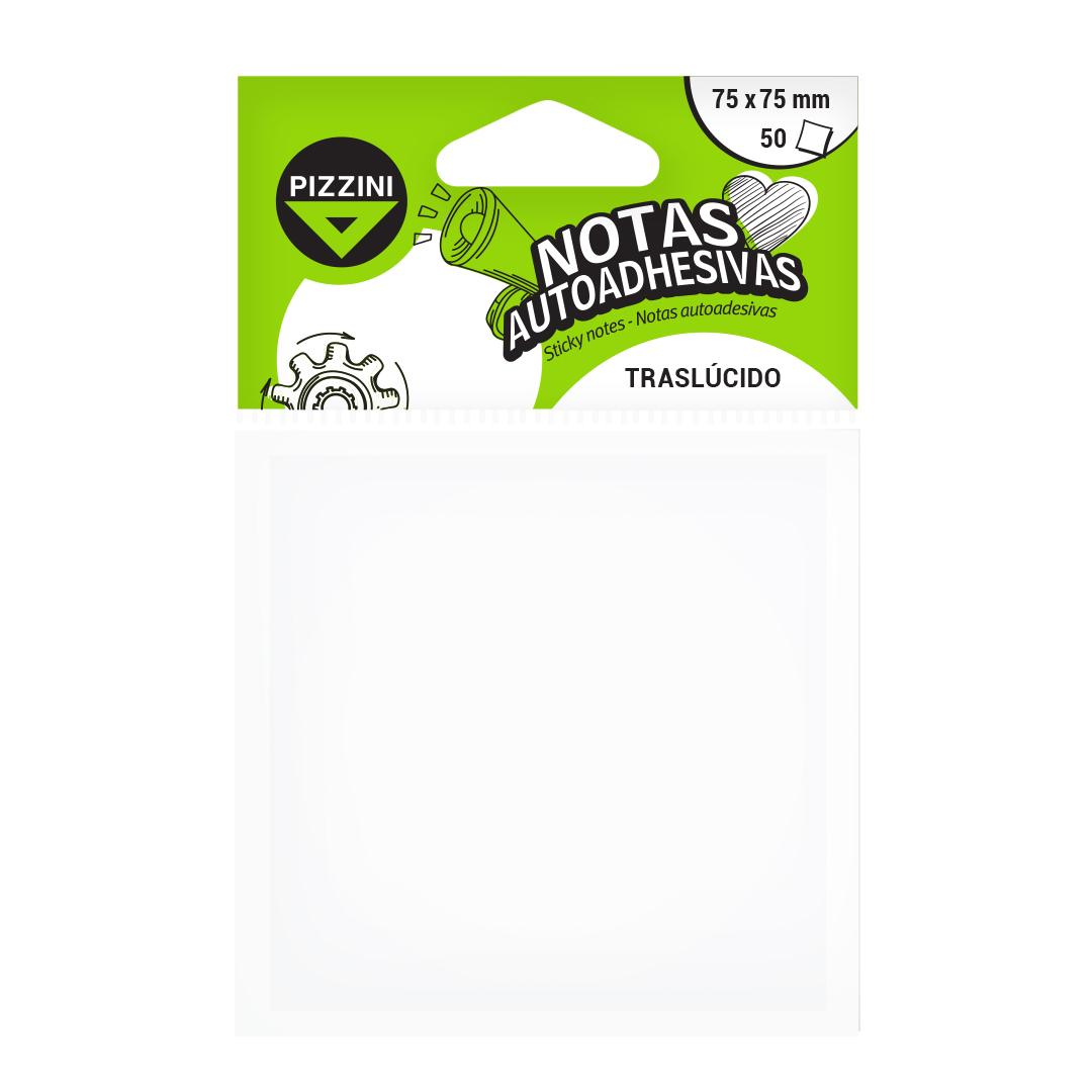  NOTA ADHESIVA PIZZINI 75X75 50 HOJAS  TRASLUCIDA BLANCO