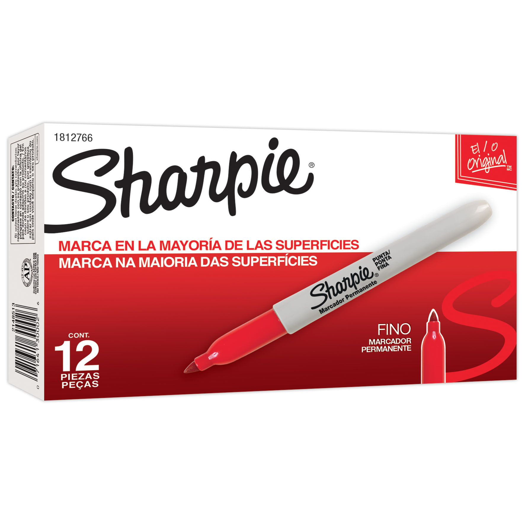  MARCADOR PERMANENTE SHARPIE FINO ROJOX12