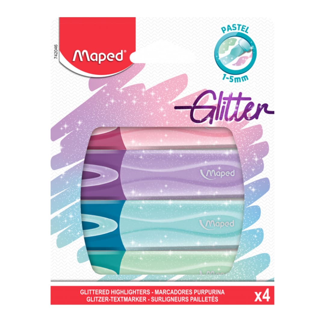  RESALTADOR CHATO MAPED BLISTER X4  GLITTER PASTEL