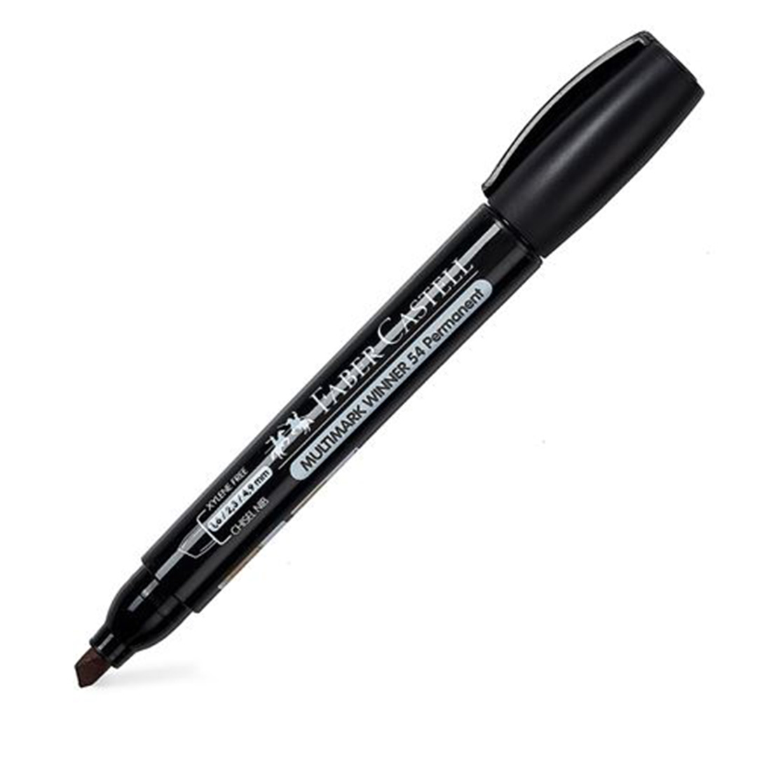  MARCADOR PERMANENTE FABER WINNER 54  PUNTA BISELADA NEGRO X12