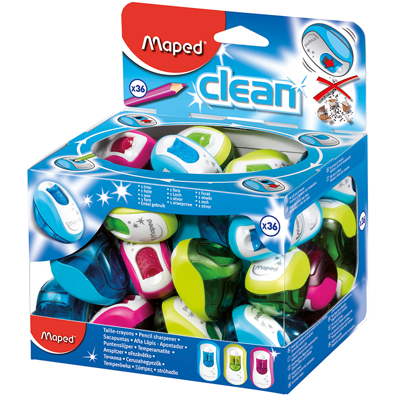  SACAPUNTAS MAPED CLEAN 1 ORIFICIO  DISPLAY X36