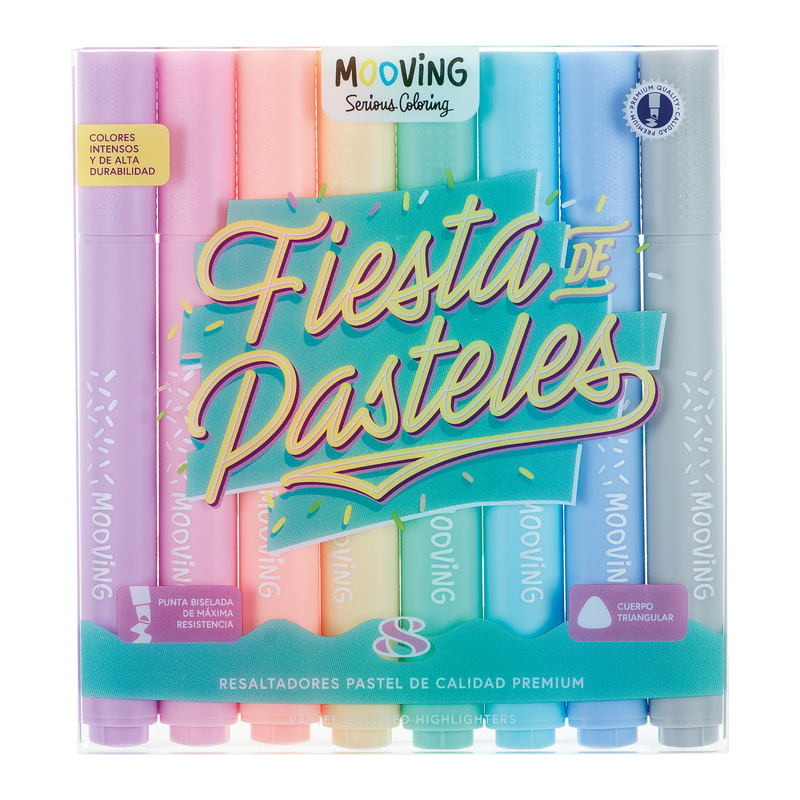  RESALTADOR REDONDO MOOVING PASTEL X8