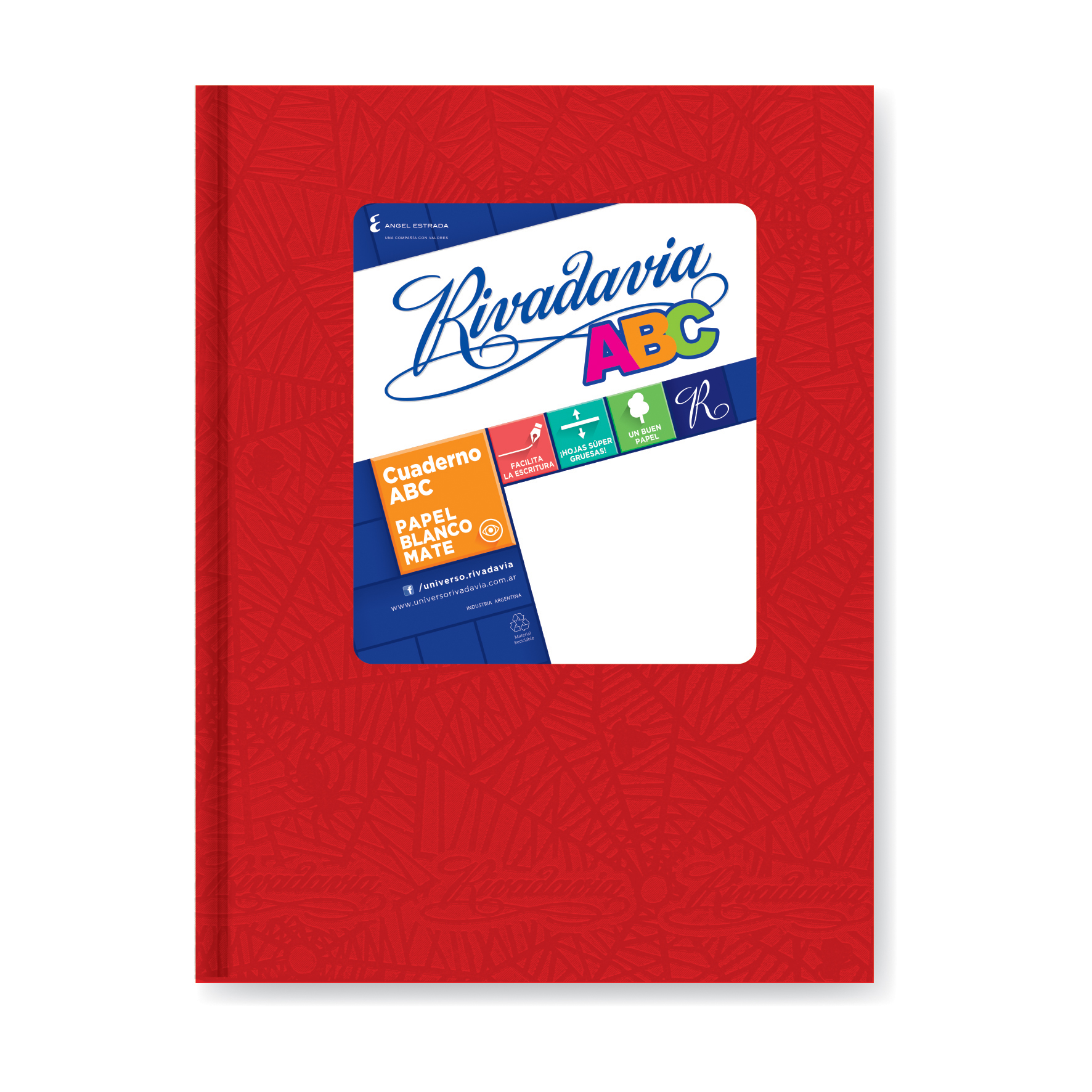  CUADERNO RIVADAVIA 19X23 ABC TAPA CARTON  ARAÑA ROJO 50 HOJAS RAYADO