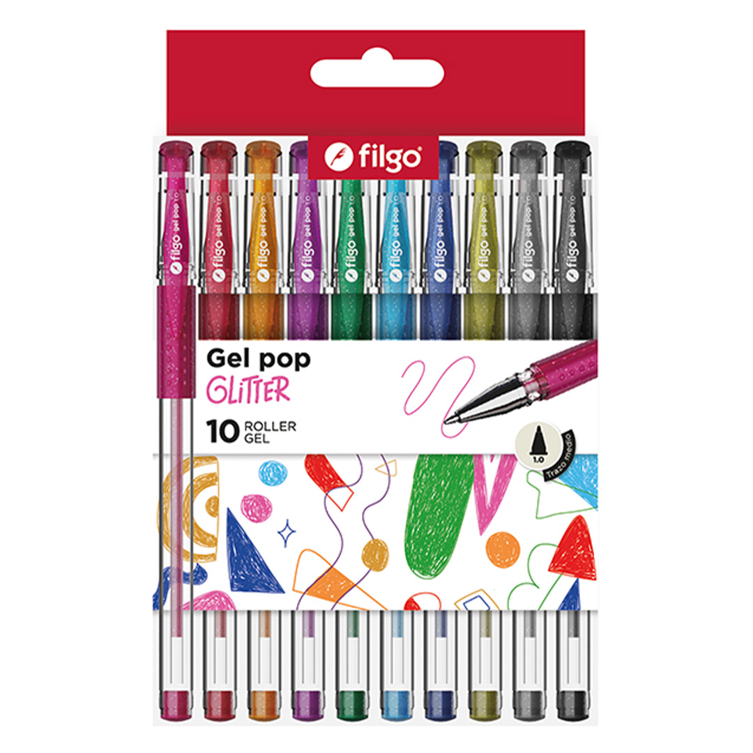  ROLLER GEL FILGO POP BLISTER X10 GLITTER  SURTIDO