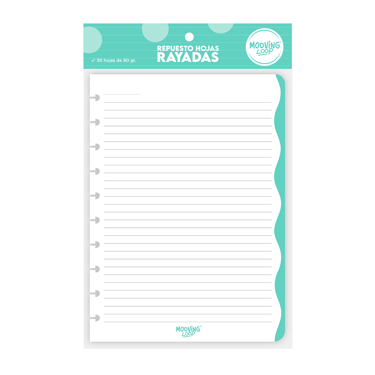  REPUESTO CUADERNO MOOVING LOOP CARTA  RAYADO X 30 HOJAS