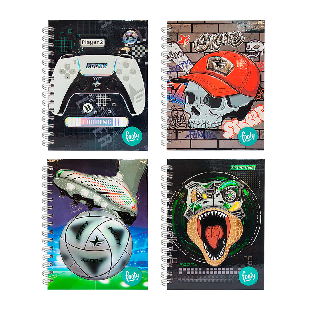  CUADERNO INKDROP A4 22X29 TAPA DURA  ESPIRAL 100H FOOTY BOYS