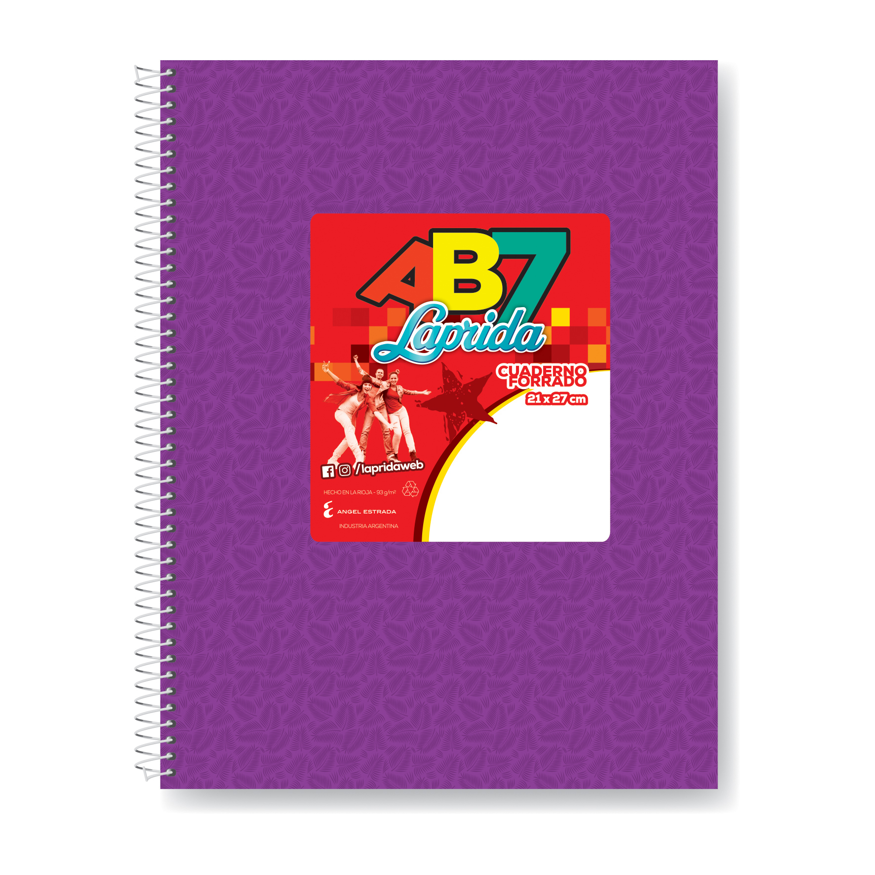  CUADERNO LAPRIDA 21X27 AB7 LILA 60H  RAYADO