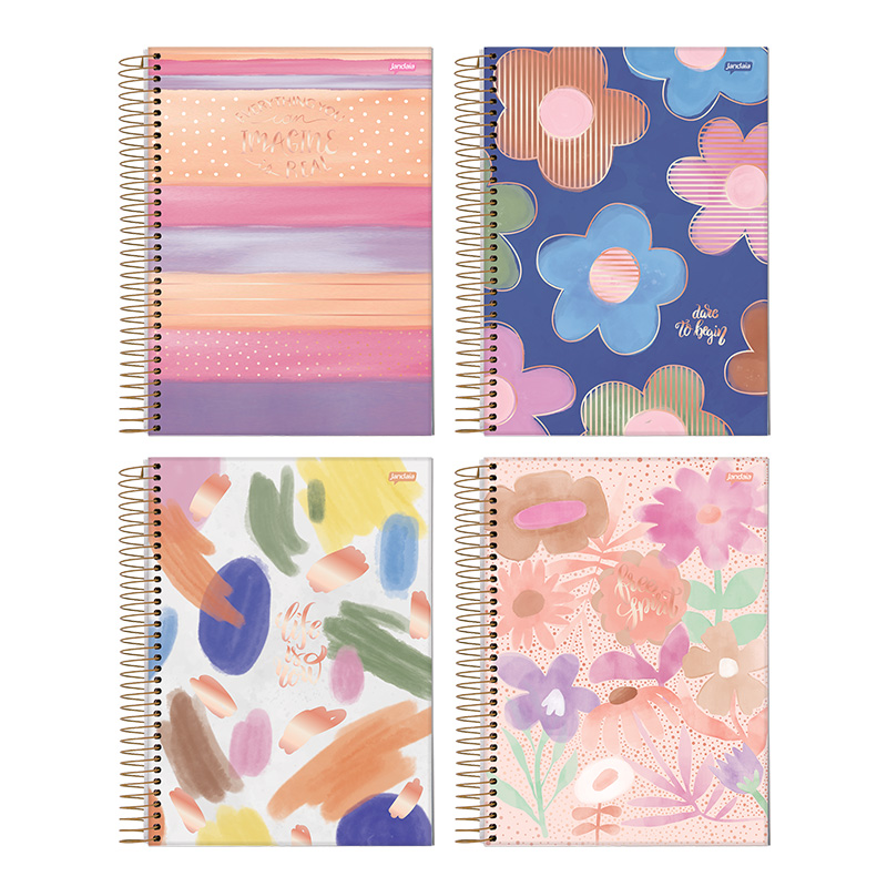  CUADERNO JANDAIA 10X14 TAPA DURA ESPIRAL  80H LA CREME RAYADO SURTIDO