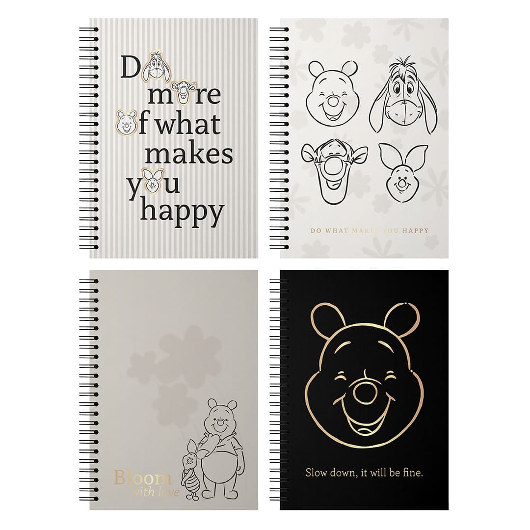  CUADERNO EZCO A4 TAA DURA DOBLE ESPIRAL;
80H RAYADO SURTIDO WINNIE THE POOH
