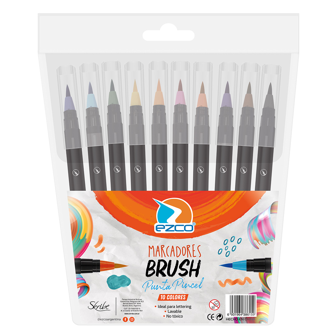  MARCADOR PUNTA PINCEL EZCO X10 COLORES