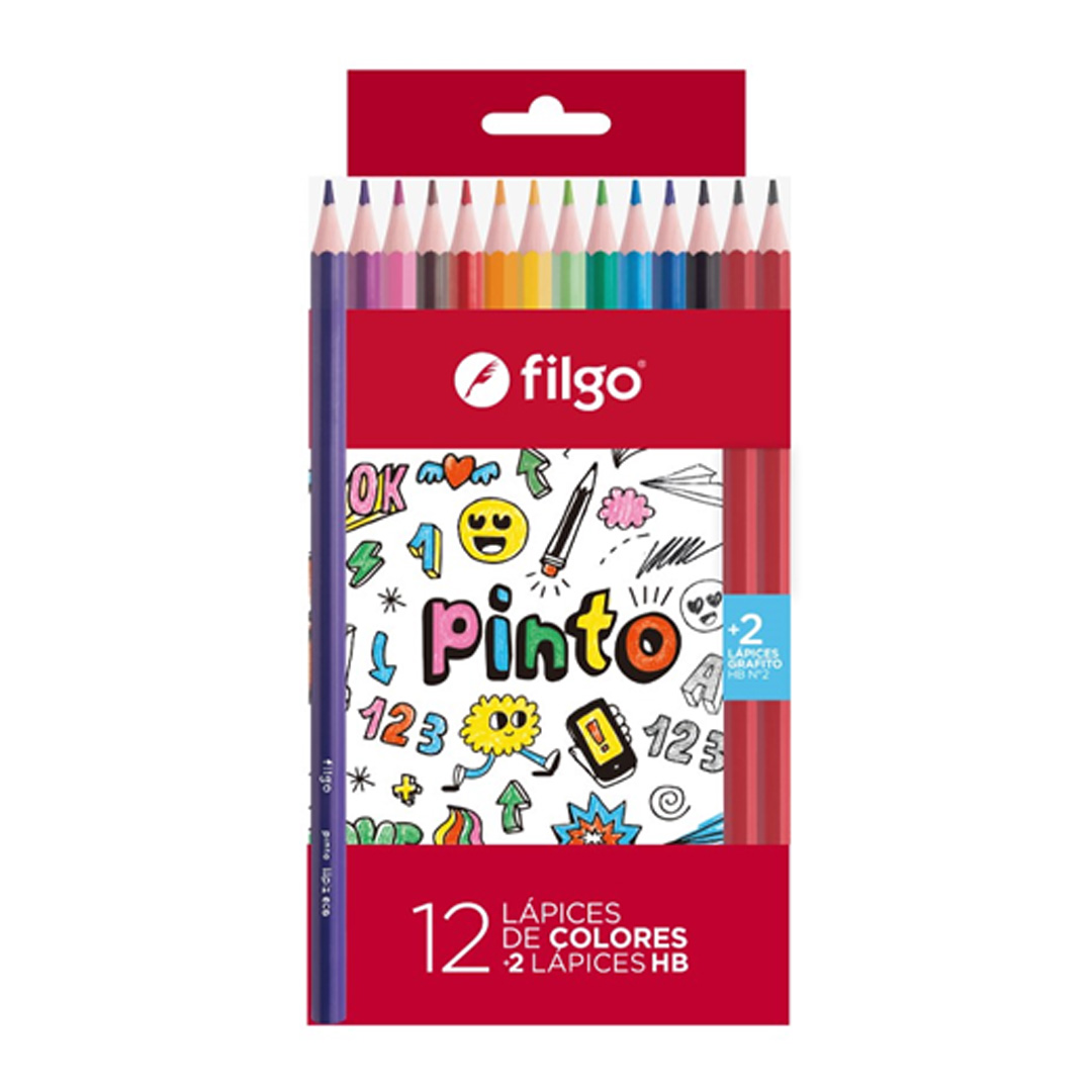  LAPIZ COLOR FILGO PINTO LARGO X12 +  GRAFITOS HB